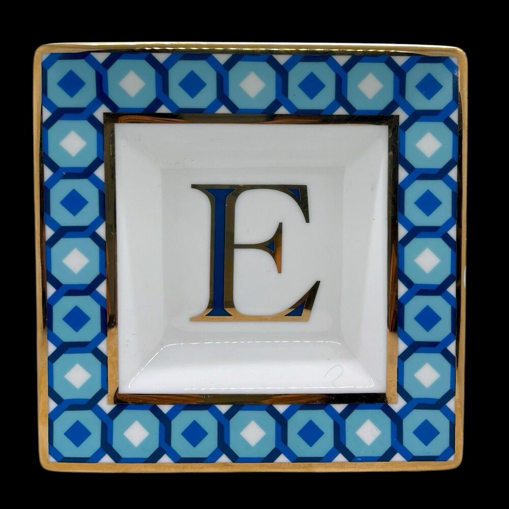 C. Wonder Decorative Monogram ‘E’ Porcelain Square Trinket Dish